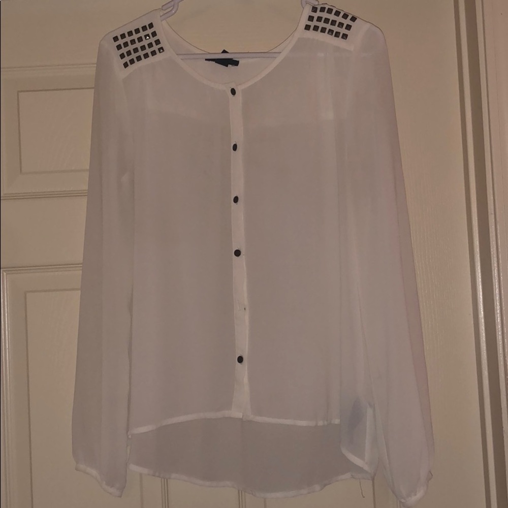 White see through button up
